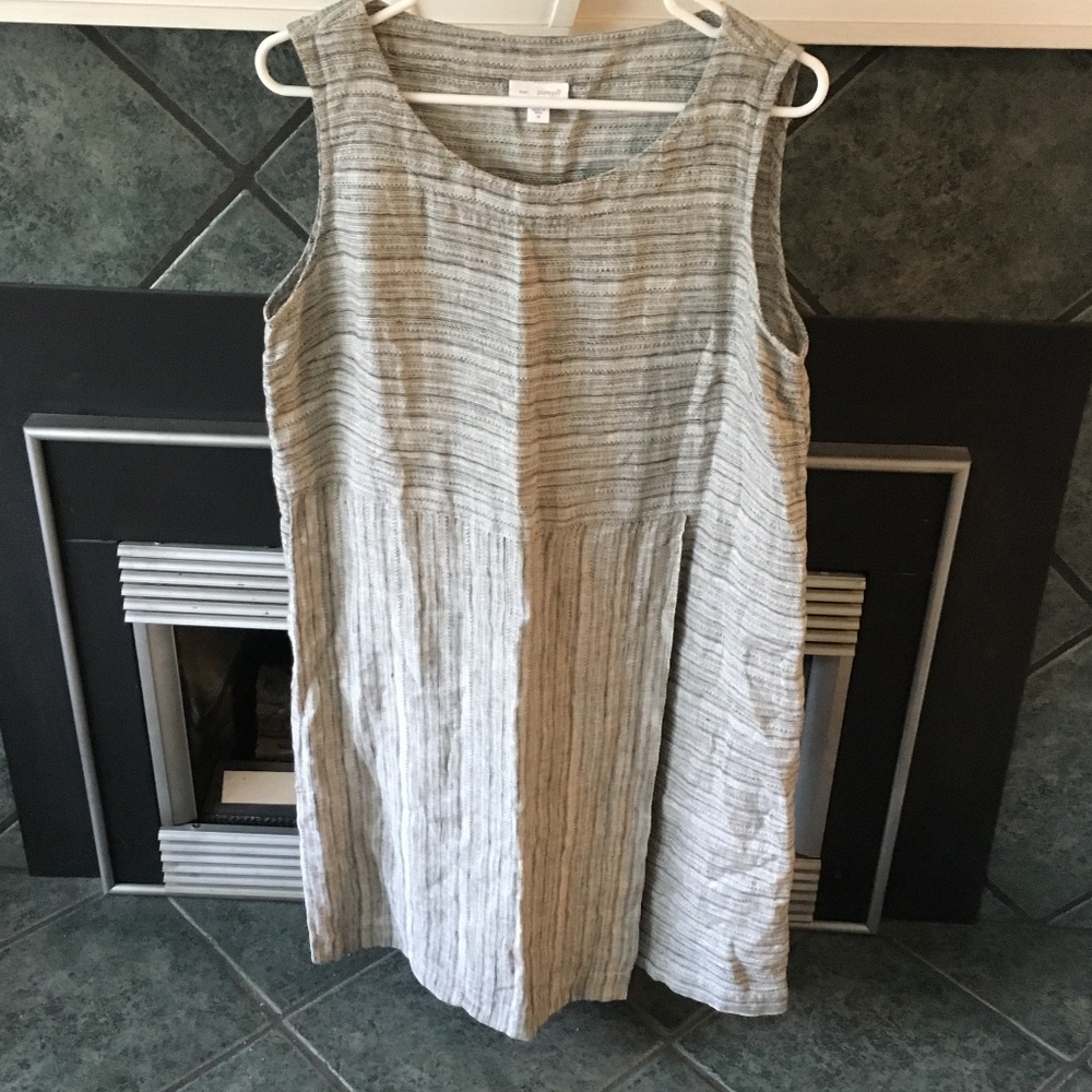 J Jill grey and white linen dress